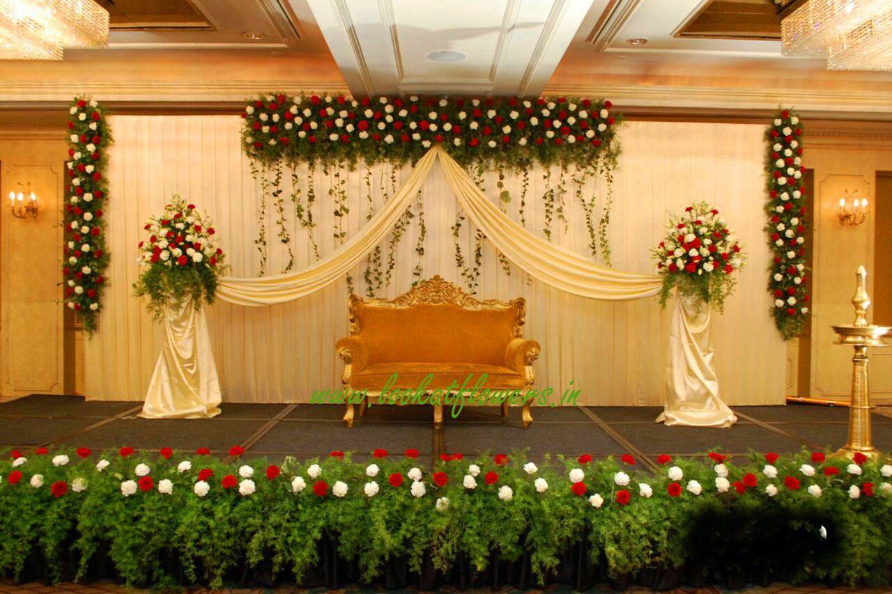 Hall Decoration for Wedding Reception - Lookatflowers - Book Now!